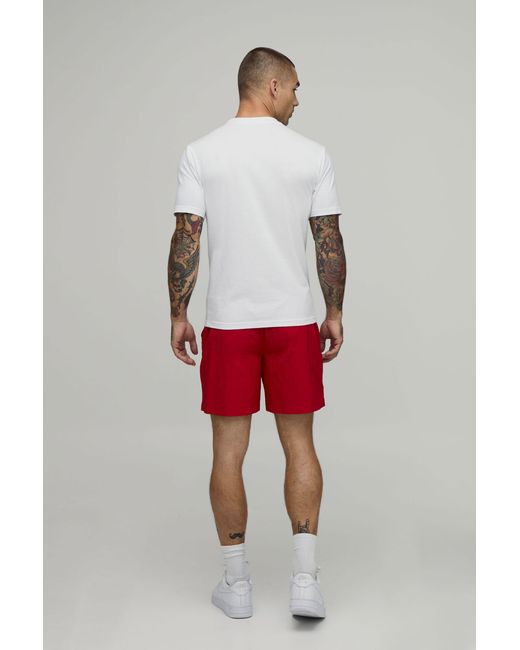 BoohooMAN Red Baggy Short Length Piping Nylon for men