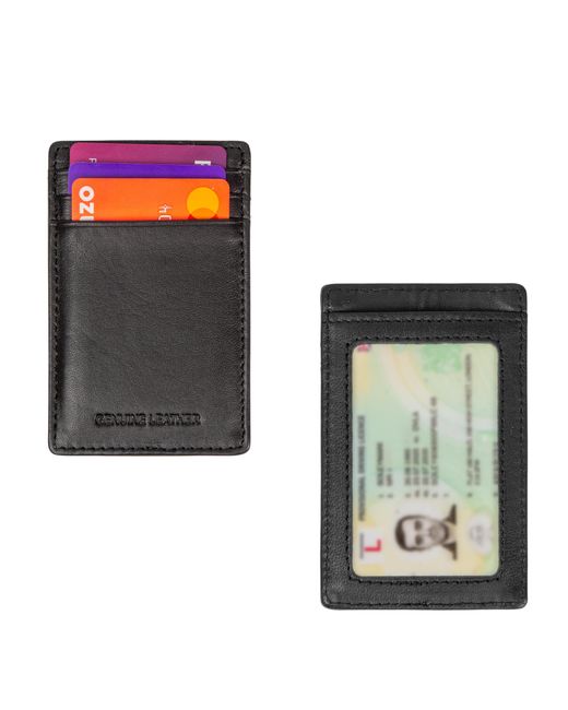Woodland Leathers Gray Rfid Genuine Leather Card Holder Wallet, Slim Id & Case for men