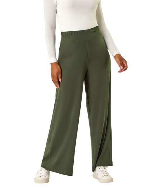 Roman Green Petite Wide Leg Stretch Trouser
