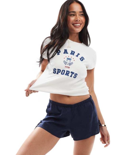 Hollister White Pull On Tie Waist Linen Flippy Short
