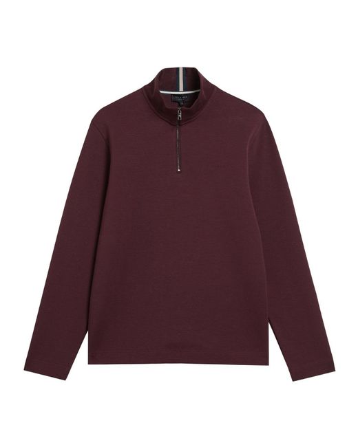 Ted Baker Purple Actos Branded Half Zip Mason Sweater for men