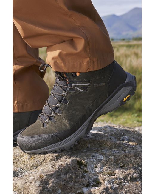 Mountain Warehouse Green 'Extreme Rockies' Waterproof Boots With Rubber Toe Bumper Walking Shoes Leather for men