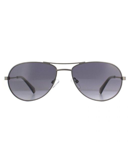 Polaroid Gray Aviator Semi Matte Dark Ruthenium Gradient Polarized Sunglasses Metal for men