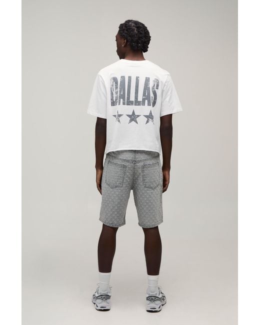 BoohooMAN Gray Relaxed Distressed Denim Shorts for men