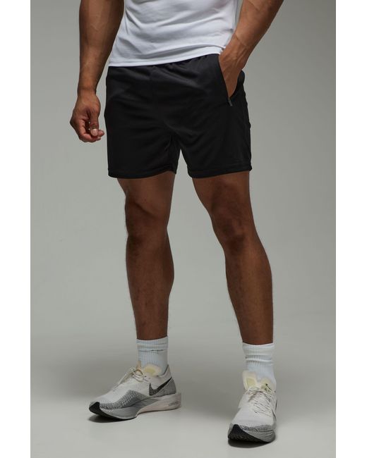 BoohooMAN Black Active Zip Pockets Stretch 5Inch Workout Short for men