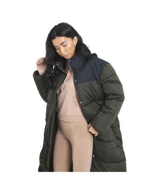 Brave Soul Green Long Coat Puffer Jacket