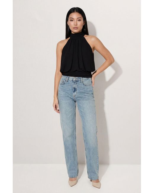 MissPap Blue Premium Chiffon Scarf Neck Top