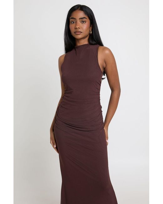 Boohoo Purple Mesh Cross Back Detail Maxi Dress