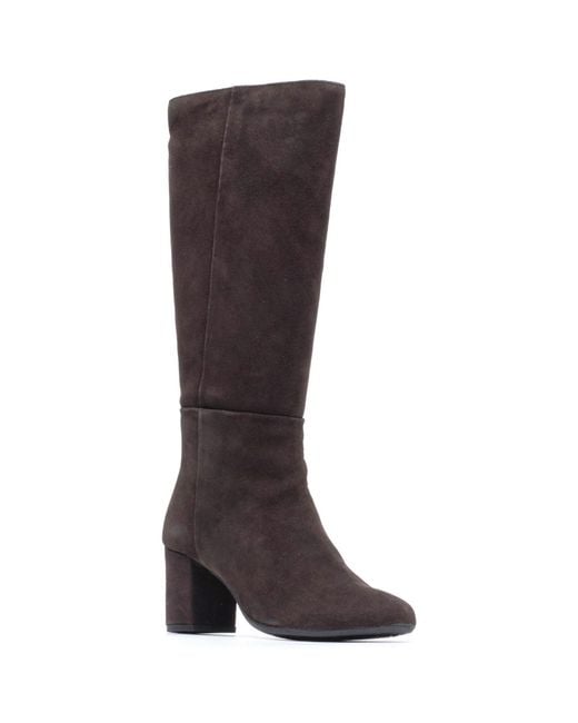 Hush Puppies Brown Oprah Suede Long Leather Heeled Knee High Boots