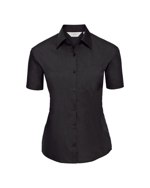 Russell Black Collection Ladies/ Short Sleeve Poly-Cotton Easy Care Poplin Shirt ()