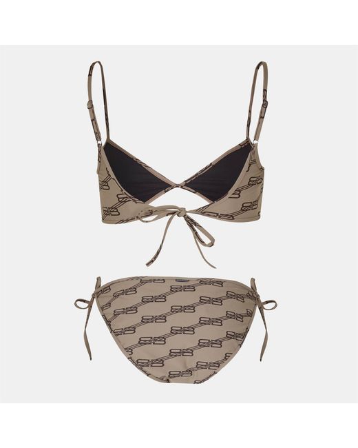 Balenciaga Natural Logo Detail Technical Swim Fabric Bikini Set