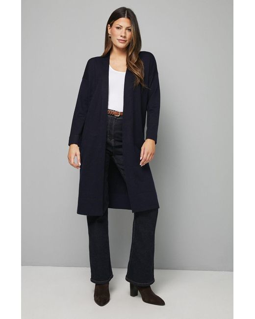 Wallis Blue Maxi Edge To Pocket Cardigan
