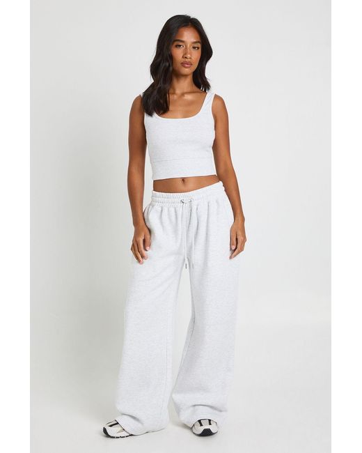 Boohoo Gray Petite Deep Hem Crop Top 3 Piece Hooded Tracksuit