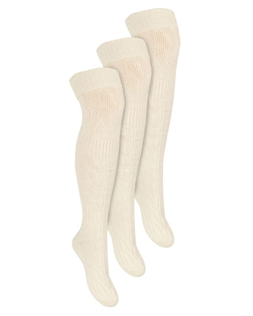Steve Madden White 3 Pairs Over The Knee Wool Socks