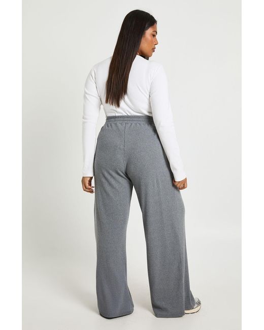 Boohoo Gray Plus Knitted Cord Wide Leg Pleated Balloon Joggers