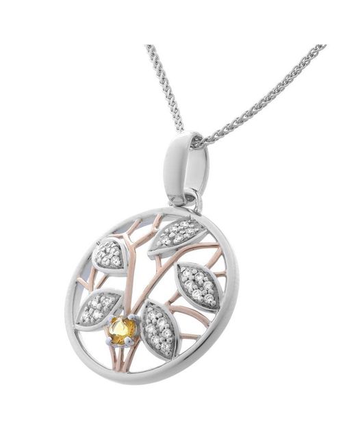 Orphelia Metallic Ladies Embellished 'Oceane' 925 Sterling Set: Chain-Pendant + Earrings