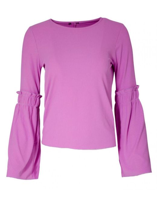 Secret Label Pink Ribbed Trumpet Sleeve Top