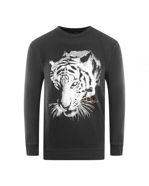 Class Roberto Cavalli Black Tiger Silhouette Logo Sweatshirt for men