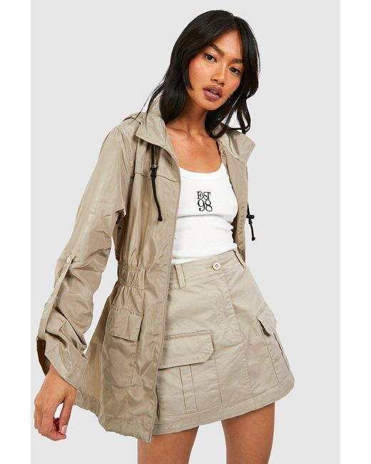 Boohoo Natural Hooded Mac