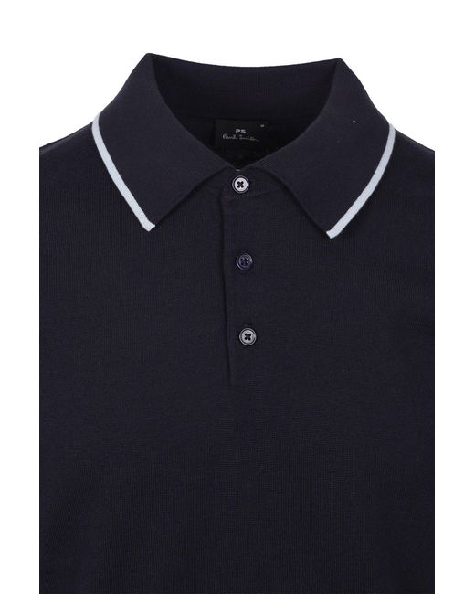 Paul Smith Blue Sweater Ss Polo Cotton for men