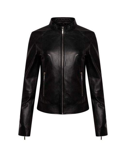 Barney's Originals Black Real Leather Moto Biker Jacket