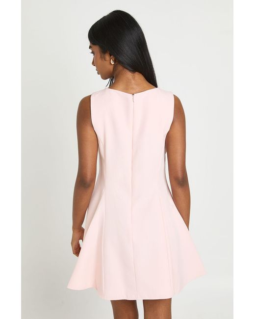 Boohoo Pink Tailored Puff Sleeve Shift Dress