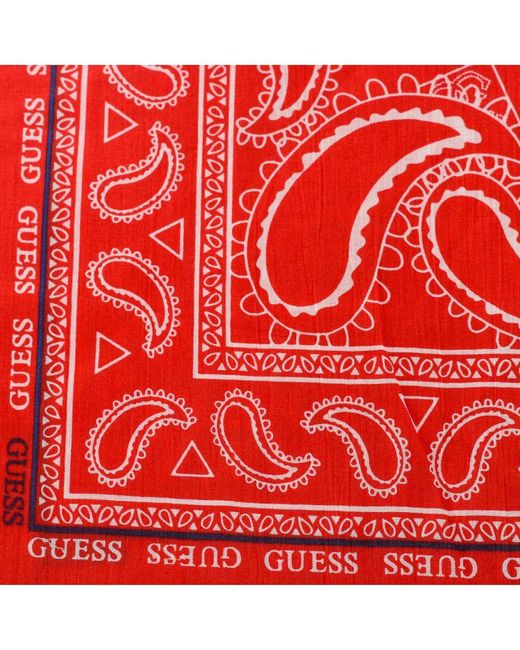 Guess Red Multi-Position Printed Scarf Am8765Cot03 for men