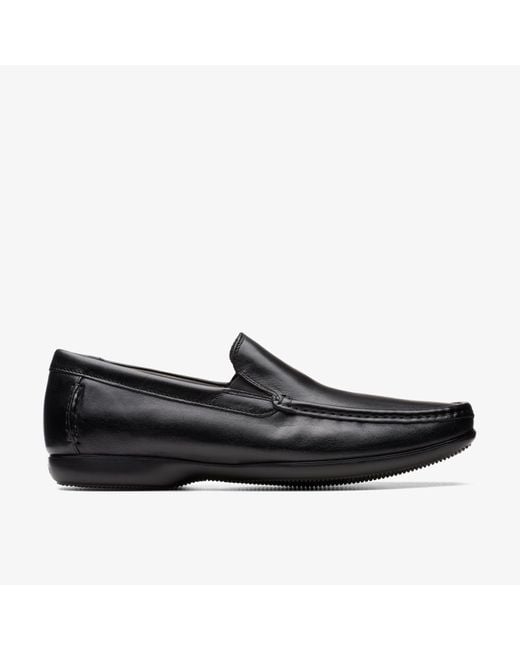 Clarks Black Finer Sun Leather Shoes for men