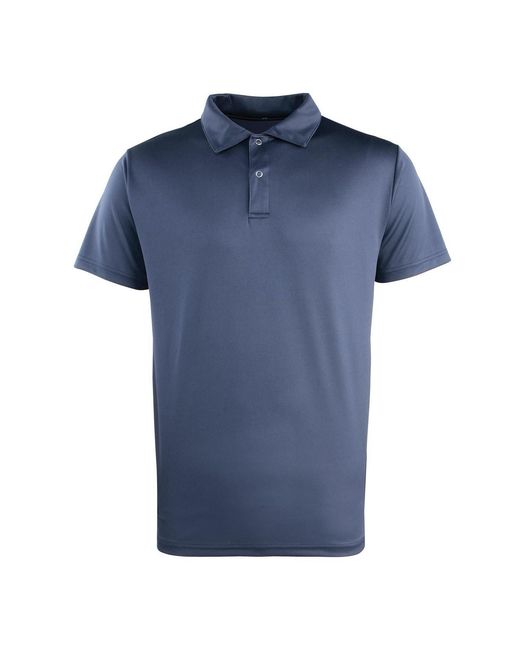PREMIER Blue Adult Coolchecker Pique Polo Shirt