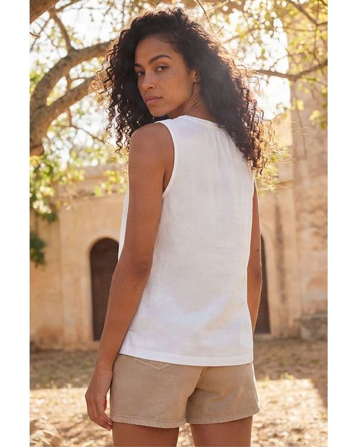 Roman Brown Cotton Broderie Hem Top