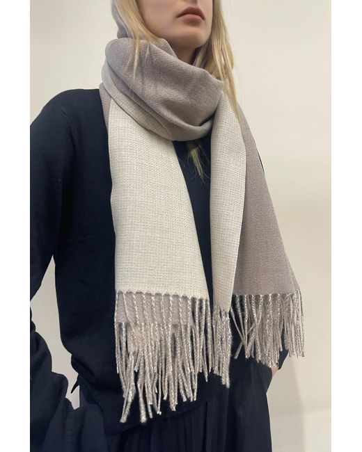 SVNX Blue Reversible Two-Tone Cashmere Blend Scarf With Tassels