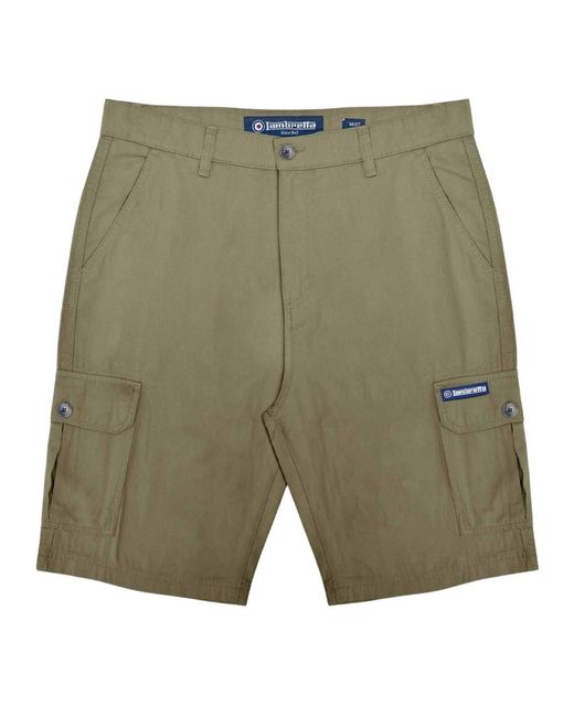 Lambretta Green Rubberised Logo Cargo Shorts for men