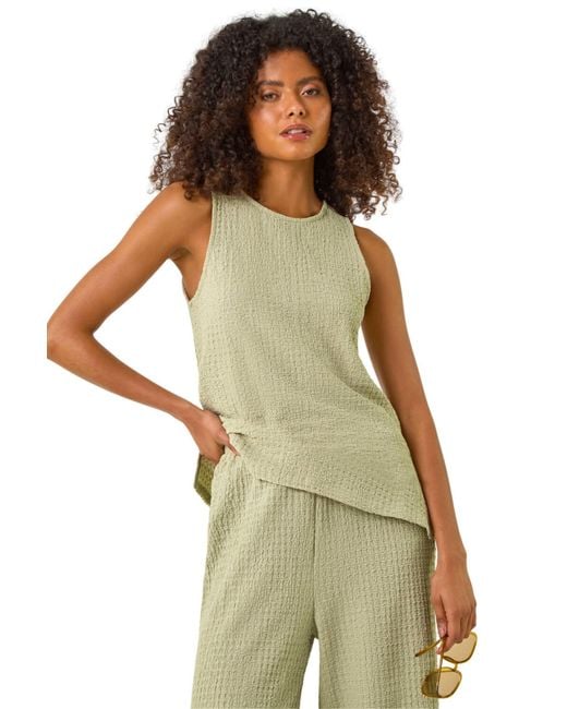 D.u.s.k Green Textured Longline Stretch Top