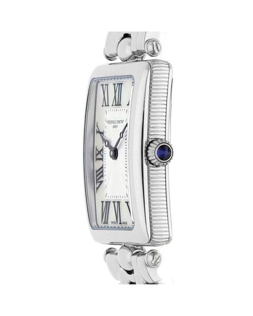 Frederique Constant White Frédérique Art Deco Carree Silver Watch Fc-200mpw2ac6b Stainless Steel