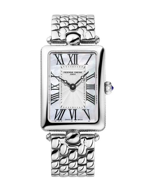 Frederique Constant White Frédérique Art Deco Carree Silver Watch Fc-200mpw2ac6b Stainless Steel