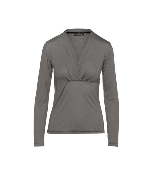 Conquista Gray Dark Cashmere Blend Long Sleeve Faux Wrap Top