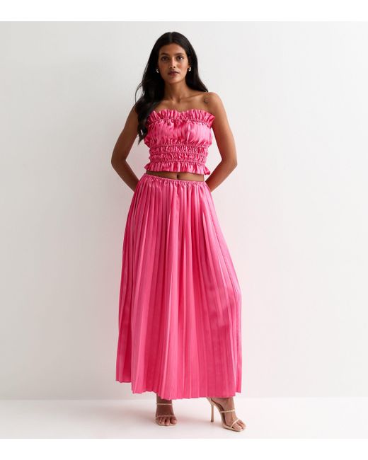 Gini London Roze Geplooide Maxirok in het Pink