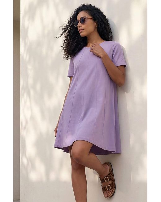 Roman Purple Cotton Panelled Swing Stretch Dress