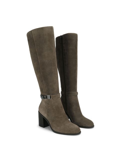 Kurt Geiger Black Suede Kingsley Block Heel Knee Boots