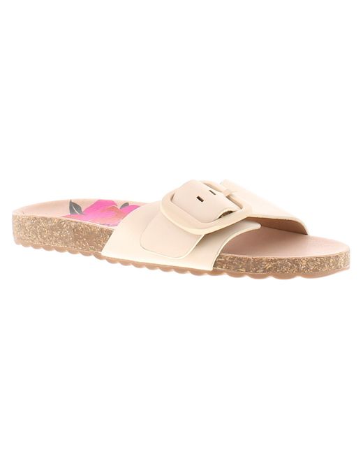 Apache Pink Flat Sandals Mules Bloom Slip On