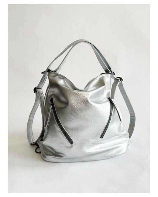 SVNX Gray 2-In-1 Shoulder Bag And Backpack Pu