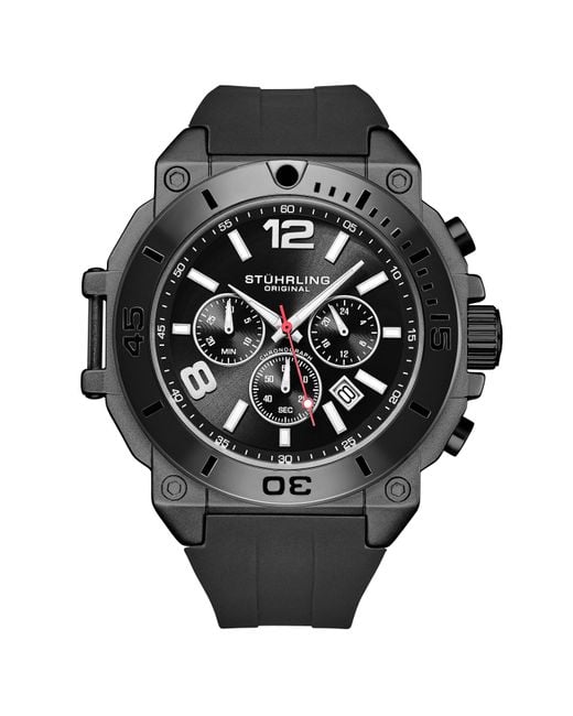Stuhrling Black Spectra 4054 Japanese Quartz Chronograph 50Mm for men