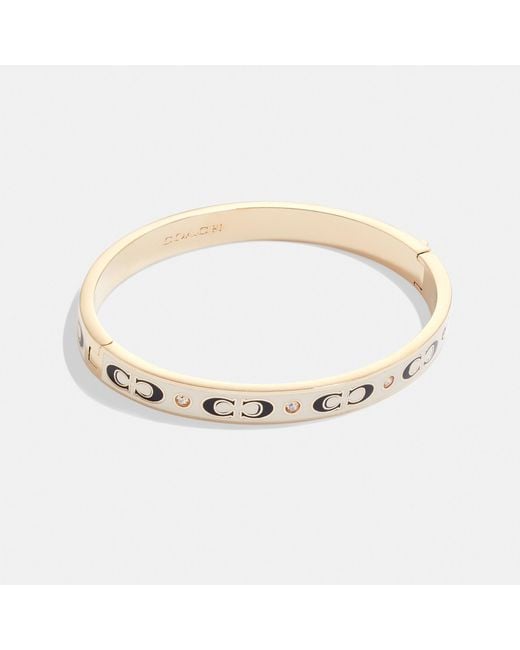 COACH White Kissing C Enamel Hinged Bangle