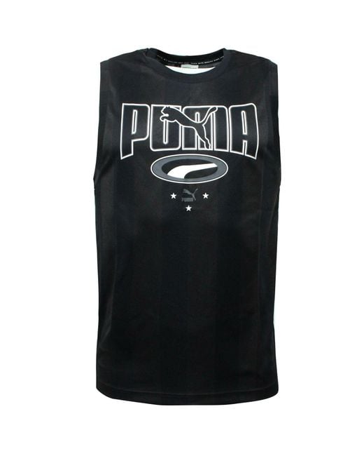 PUMA Black 90S Retro Tank Top Casual Graphic Vest 579518 01 Textile for men