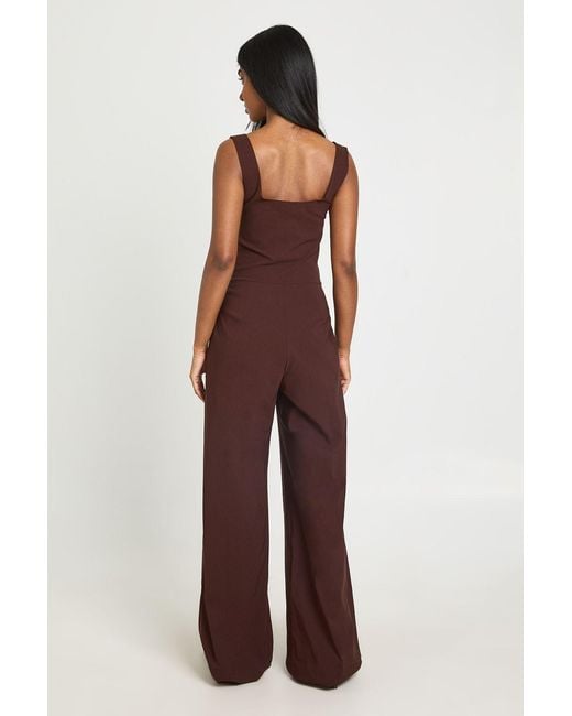 Boohoo Purple Corset Detail Wide Leg Jumpsuit