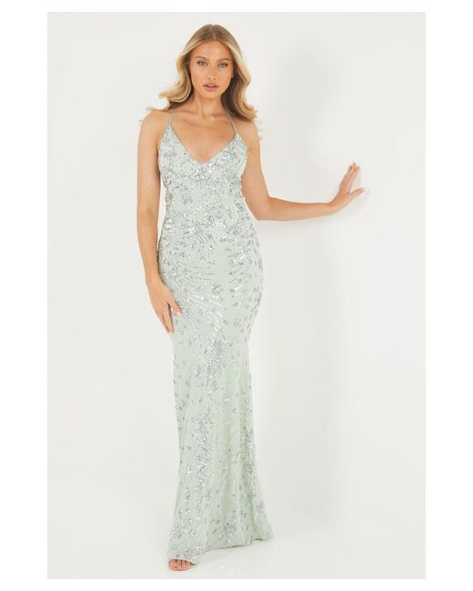Quiz sequin baroque pattern sleeveless maxi dress sale