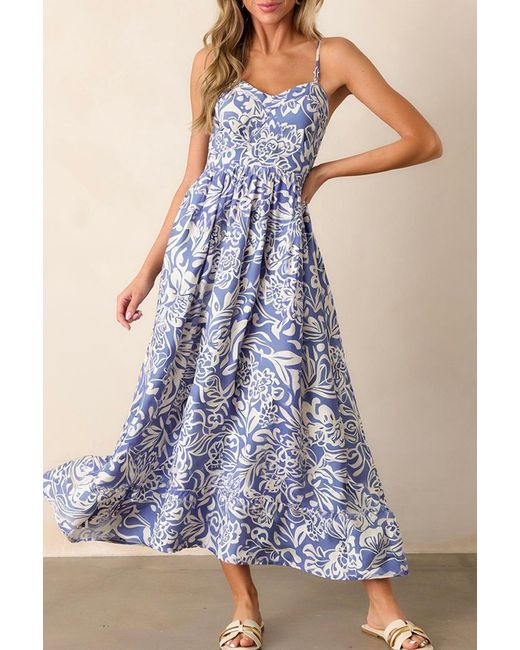 Azura Exchange Blue Floral Print Maxi Dress