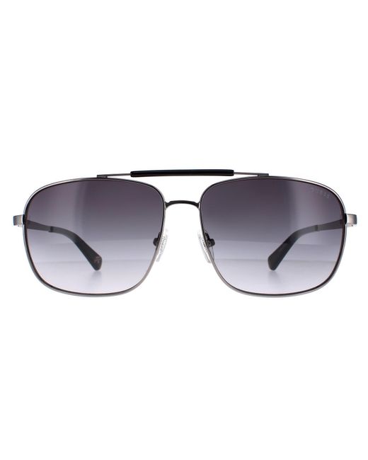 Guess Blue Aviator Shiny Gunmetal Smoke Gradient Gu5210