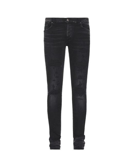 Amiri Black Slim Fit Thrasher Plus Aged Denim Jeans Cotton for men
