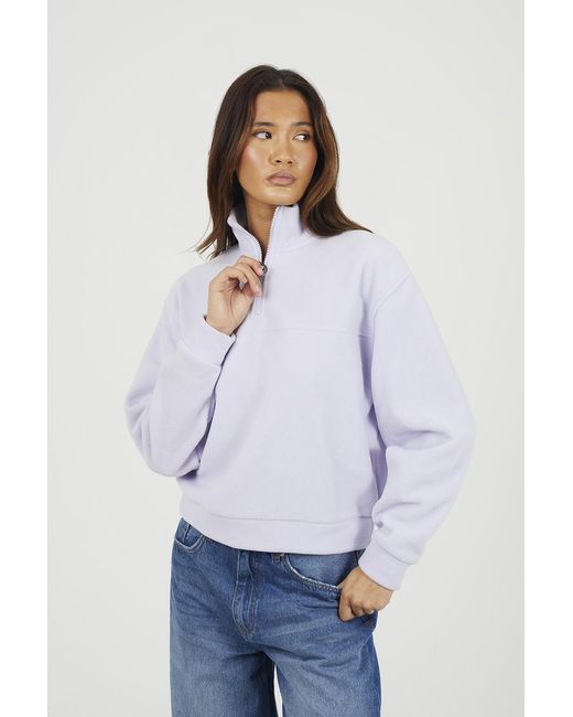 Brave Soul White Half Zip Polar Fleece Sweatshirt